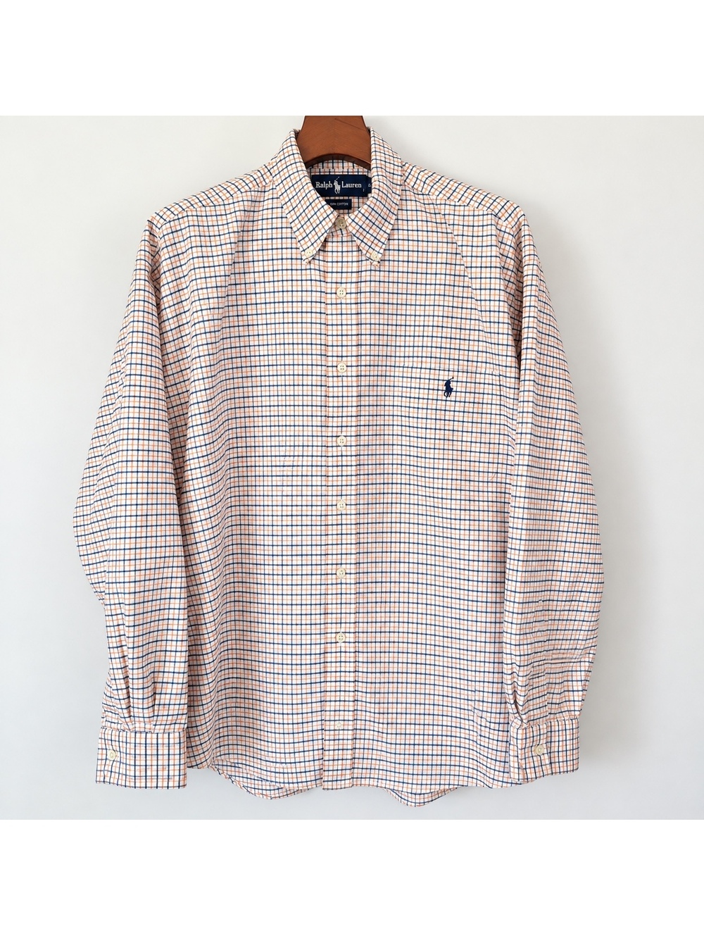 Polo Ralph Lauren The Big Shirt Blue & White Checkered Cotton Button Down Shirt